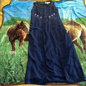 Niteline Midnight Blue Dress with Button Accents